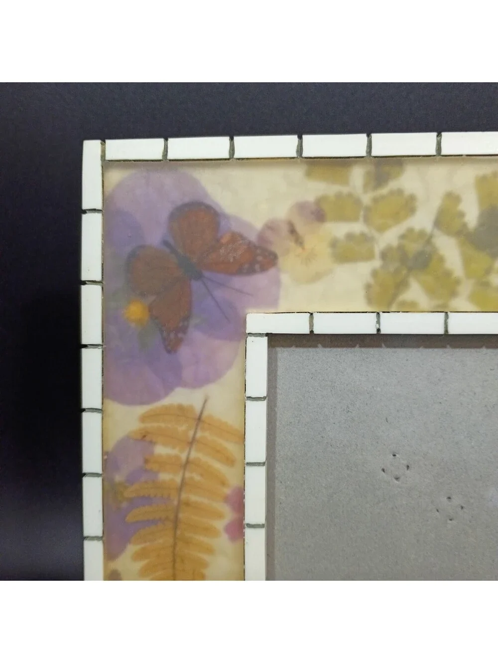 Picture Photo Frame Dried Flowers Paper Butterflies Resin Farmhouse Cottagecore